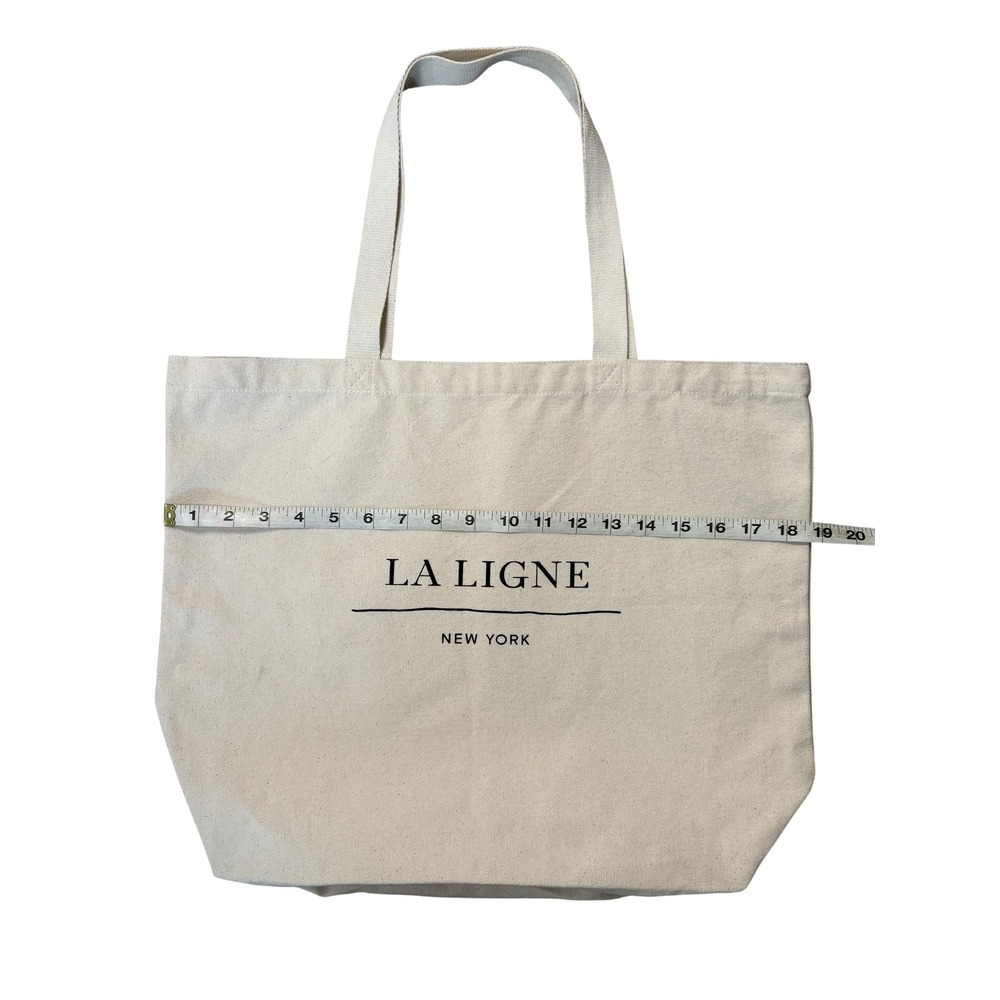 La Ligne Cotton Canvas Extra Large Tote Bag With La Bande Neutral Shopping - Picture 4 of 7